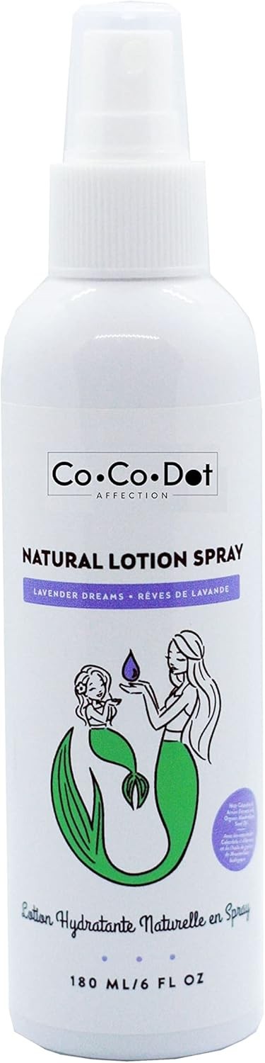 CoCoDot Affection 100% Natural Lotion Spray ~ Lavender Dreams with Organic Meadowfoam Seed Oil, 180 ml bottle